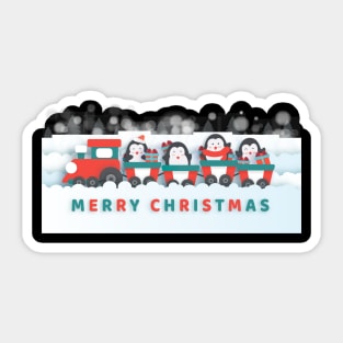 Merry Christmas Penguin Christmas Gift Sticker